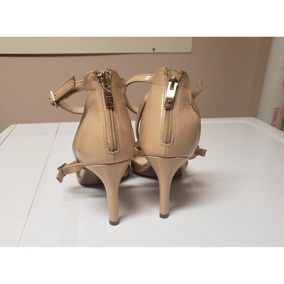 Liz Claiborne Faux Croc Tan Strap Pointy Toe Zip Accent Stiletto Sz 9M PO Exc - Picture 7 of 12